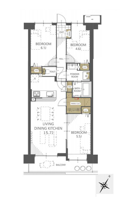 サンマンション北本1号館の間取り|【サンマンション北本1号館】・3LDK・専有面積70.76m2・バルコニー面積9.28m2