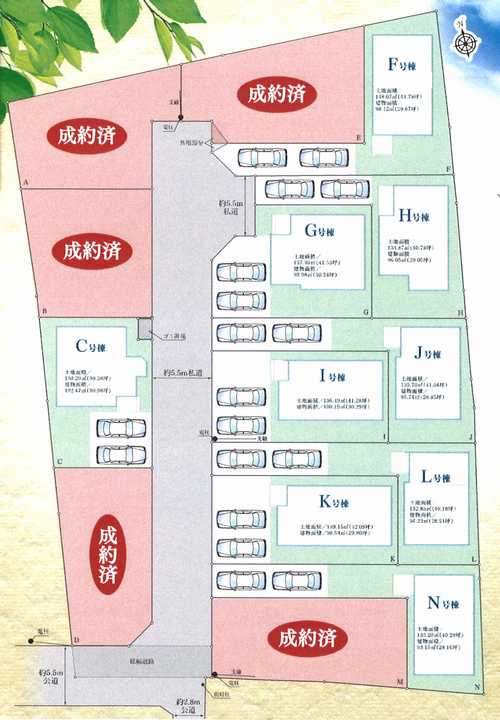 横浜市瀬谷区本郷1丁目　新築戸建【仲介手数料無料】カースペース2台の区画図