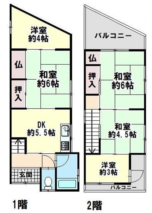 明石市南王子町　中古戸建の間取り|●年中無休：当日予約可●お部屋が多く和室3部屋、洋室2部屋にDKがございます！
