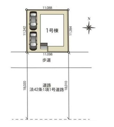 【Cradle garden】壬生町幸町 第6 全1棟の区画図