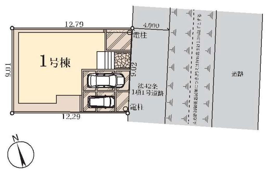 三郷市早稲田7丁目　新築戸建　全1棟の区画図|カースペース並列2台可能！来客時や送迎時も便利です♪