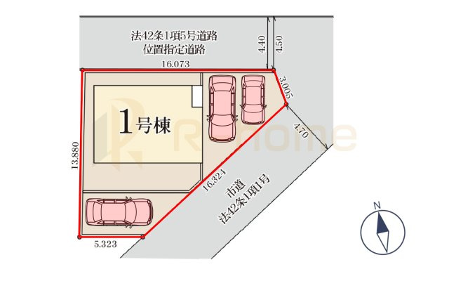 小美玉市江戸1期　新築戸建て　1号棟の区画図|大きなお買い物だからこそ、メリット・デメリットを伝えさせて頂きます。
R-homeにお任せください♪