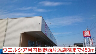 【周辺】 | サウスタウンＦ | ウエルシア河内長野西片添店様まで450m