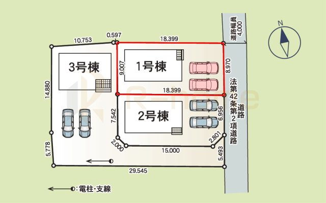 土浦市中第9　新築戸建て　1号棟の区画図|大きなお買い物だからこそ、メリット・デメリットを伝えさせて頂きます。
R-homeにお任せください♪