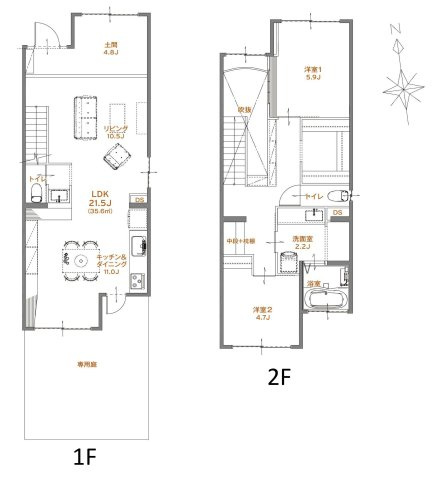 【間取り】 | 志井サンハイツタウンハウス（B-42）
