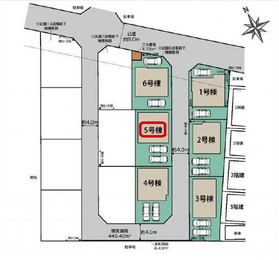 入間市下藤沢５丁目・全13棟　新築一戸建　5号棟　の区画図|【全13棟・5号棟】土地面積118.89平米（約35.96坪）カースペース2台分