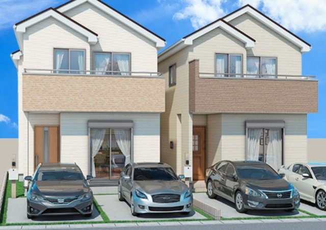 新築戸建　三島市幸原町二丁目55番　全２棟　A号棟の外観パース|外観パース