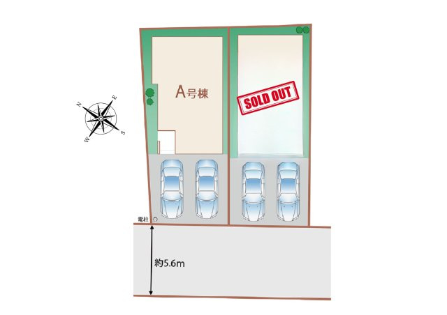 新築戸建　三島市幸原町二丁目55番　全２棟　A号棟の区画図