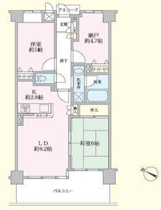 ビッグヴァン京王堀之内弐番館の間取り|～南西向き2SLDK　陽当たりの良い間取りです～