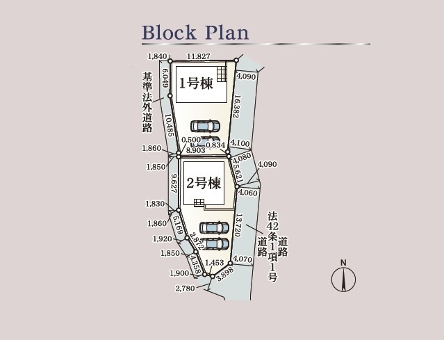 【区画図】 | 大里郡寄居町赤浜第６　全２棟　１号棟 | 1号棟