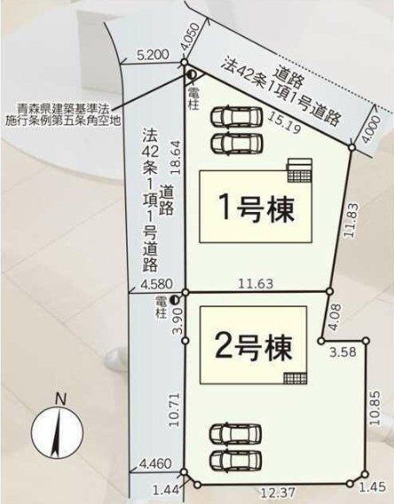 八戸市糠塚第4ｰ2号棟の区画図