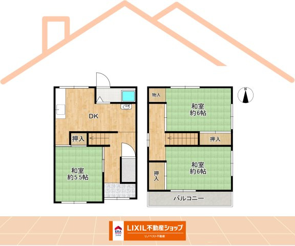 東大阪市若江東町2丁目の間取り|木造2階建ての3DK！
全居室収納完備の和室です♪