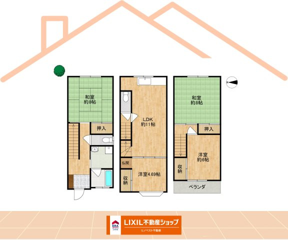 東成区中道4丁目の間取り|1990年築の4LDKです。
和室・洋室ございますので使用用途によって使い分け可能です◎