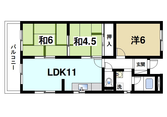 帝塚山ガーデンハイツ1号の間取り