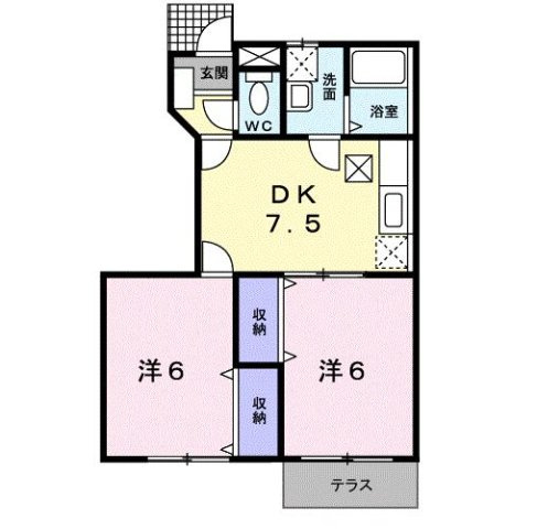 宇部市大字妻崎開作のアパートの間取り