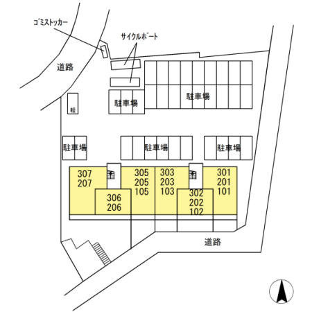 熊本市東区健軍本町のアパートの区画図