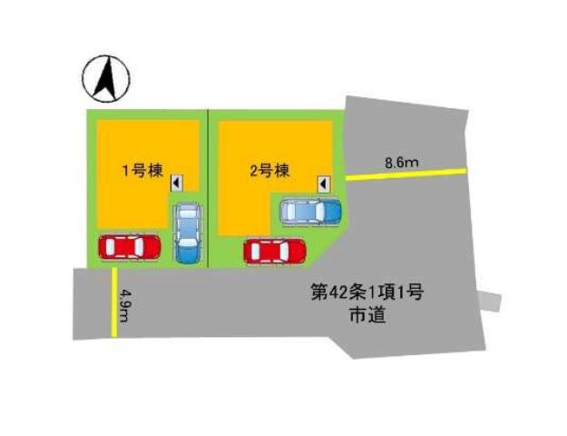 福岡市早良区野芥7丁目第5-2棟（2号棟）の区画図|配置図（2号棟）