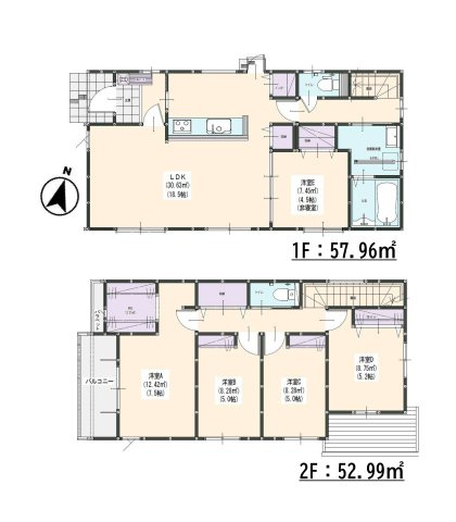 福岡市南区鶴田4丁目第5-3棟（2号棟）の区画図|配置図（2号棟）