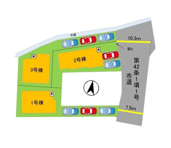福岡市南区老司1丁目第8-3棟（1号棟）の区画図|配置図（1号棟）