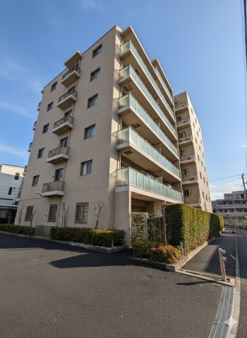 アンビシャス小岩の外観|閑静な住宅街にそびえ立つマンションです。
落ち着いたトーンのタイル貼りが、住人の誇りと安心を演出します。
