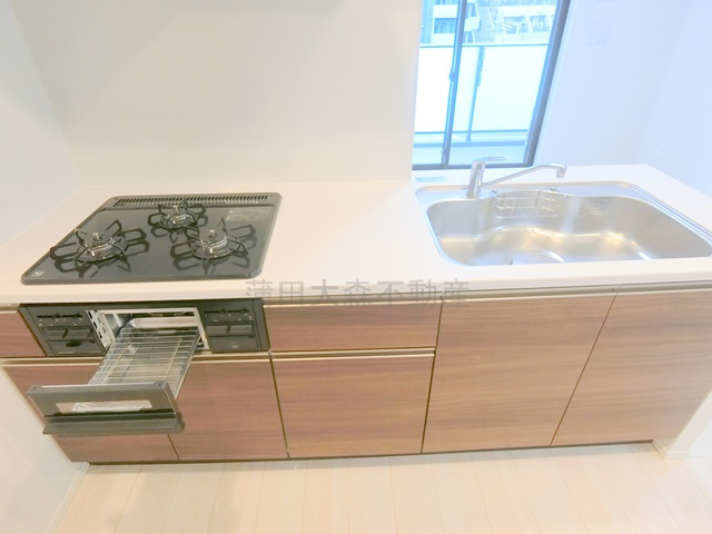 Garden Xavis(ガーデンザヴィス南蒲田のキッチン|3口ガスグリル付カウンターキッチン　パントリー付きがうれしいキッチン！