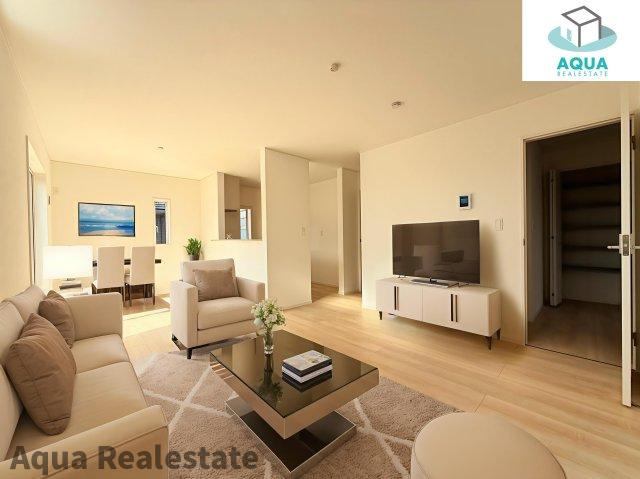 高松市牟礼町大町の新築一戸建の外観|ゆったり過ごせるリビングです