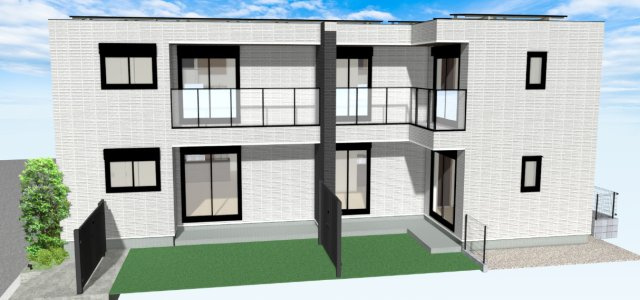 シャンベール若宮の外観パース|新築即入居可♪省エネ性に優れた旭化成ヘーベルメゾンのペット共生賃貸住宅