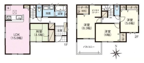 ファーストタウン目安北 ２号棟 ／新築一戸建の間取り