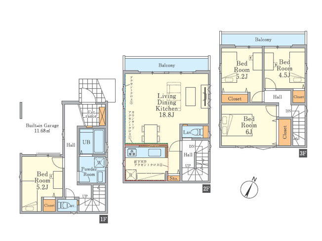 【間取り】 | 新座市栗原5丁目　新築一戸建住宅　全1棟　(保谷店) | プライバシー重視・開放感のある2階リビング設計の住まい。収納も各居室に備えられています。※図面を基に作成しています。現況と異なる場合は現況を優先いたします。