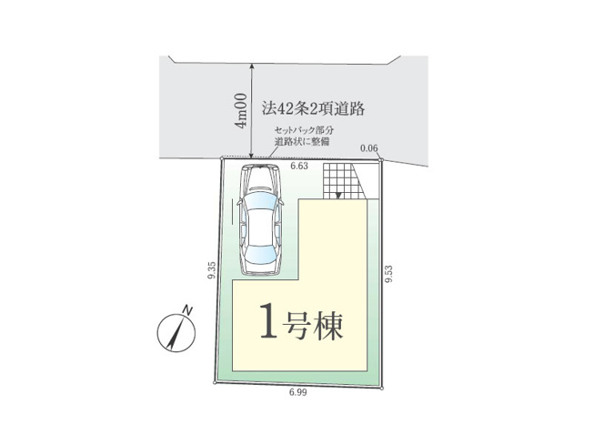 【区画図】 | 新座市栗原5丁目　新築一戸建住宅　全1棟　(保谷店) | 愛車を風雨から守るビルトインガレージ。※図面を基に作成しています。現況と異なる場合は現況を優先いたします。