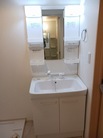 ブルーベリーの洗面所|コンパクトで使いやすい洗面所