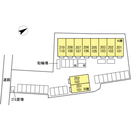 ヴィラ・クオーレⅡ　Ａ棟　　　刈谷市近郊の賃貸はクラスホームの区画図