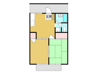 【間取り】 | 石岡市旭台売アパートセジュール旭 | 2DK　合計4室