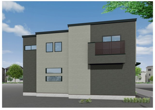 宝塚市平井2丁目新築一戸建ての外観パース|現地東側からみた完成イメージパースになります。