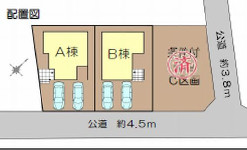 【仲介手数料０円】藤沢市鵠沼松が岡2丁目　新築一戸建て　全3棟の区画図|【仲介手数料０円】藤沢市鵠沼松が岡2丁目　新築一戸建て　全3棟
