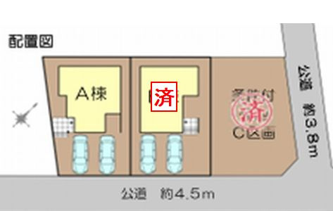 【区画図】 | 【仲介手数料０円】藤沢市鵠沼松が岡2丁目　新築一戸建て　全3棟 | 【仲介手数料０円】藤沢市鵠沼松が岡2丁目　新築一戸建て　全3棟
