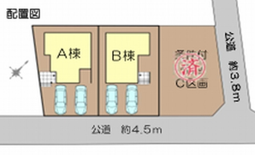【区画図】 | 【仲介手数料０円】藤沢市鵠沼松が岡2丁目　新築一戸建て　全3棟 | 【仲介手数料０円】藤沢市鵠沼松が岡2丁目　新築一戸建て　全3棟