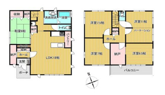 【間取り】 | 甲斐市富竹新田 セキスイハイム施工平成17年築中古 内装一新 | オール電化・太陽光パネル・軽量鉄骨造　130.88ｍ2