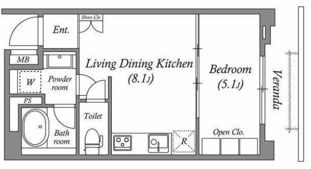 レジデンス新蒲田スクエアの居間・リビング|洋室8.2帖