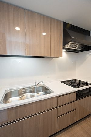 アビティグランデ砧　（Ｃ棟）のキッチン|グリル機能付き３口ガスコンロシステムキッチン