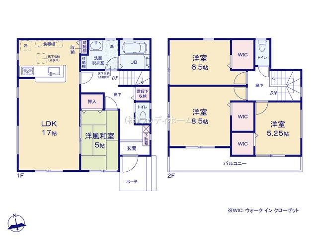 春日部市備後東20期　新築一戸建て　1号棟の区画図