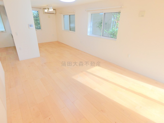 山王2丁目戸建の居間・リビング|南東向きの明るいLDK19帖　カウンターキッチンのリビングダイニングキッチン