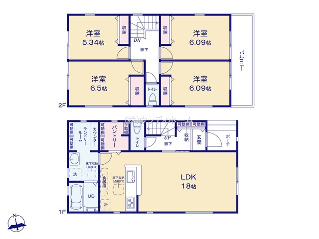 春日部市備後東20期　新築一戸建て　2号棟の区画図