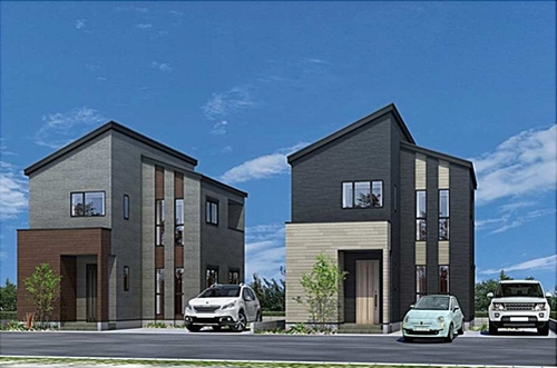 【外観パース】 | 【仲介手数料０円】小田原市東町Ⅱ期　新築一戸建て　全2棟 | 【仲介手数料０円】小田原市東町Ⅱ期　新築一戸建て　全2棟