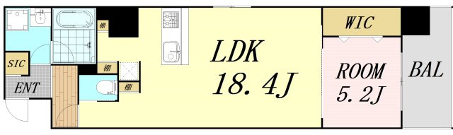 GLAM STELLA松屋町　仲介手数料無料の間取り