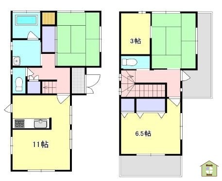 春日部市小渕　中古一戸建ての間取り