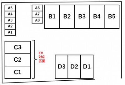 【区画図】 | グリーンヒルガレージ都賀 | C1～C3はEV対応区画です