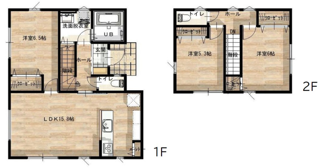 【間取り】 | 【新築分譲住宅】天童市柏木町二丁目　全3棟 | (1号棟)、価格2480万円、3LDK、土地面積168.45m2、建物面積82.8m2