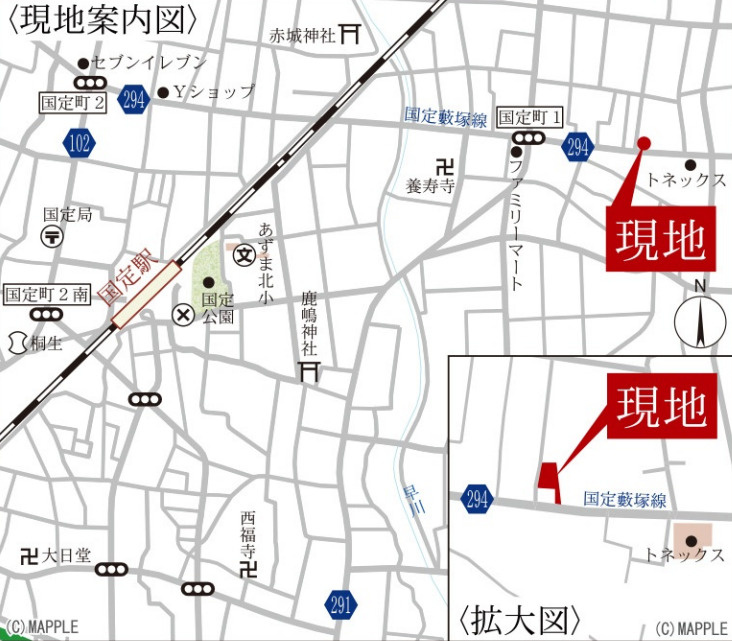 【新築平屋】伊勢崎市国定町第3　２号棟(全２棟)　リーブルガーデン　新築建売分譲の地図