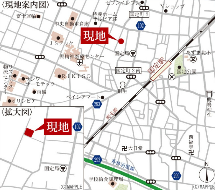 【新築】伊勢崎市第３国定町　２号棟(全２棟)　リーブルガーデン　新築建売分譲の地図
